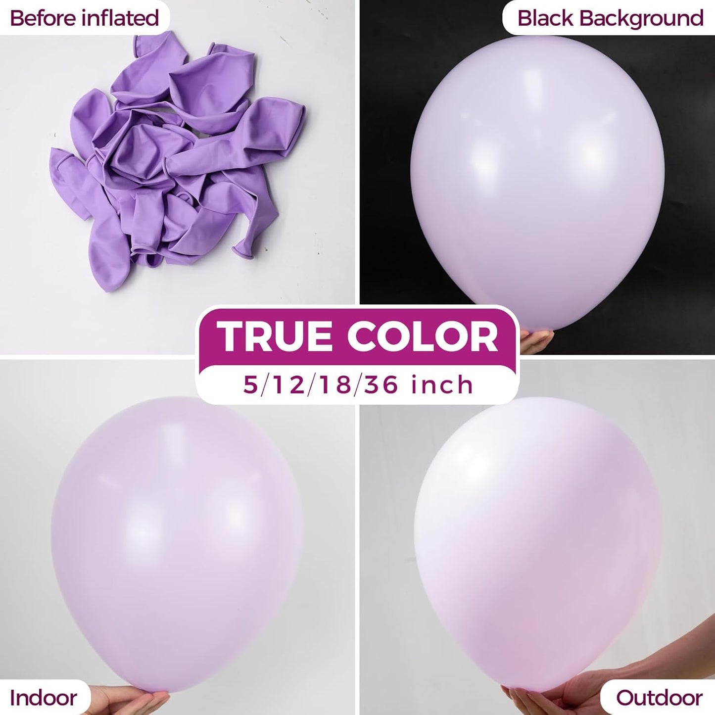Bezente Pastel Purple Latex Party Balloons - 100 Pack 12 inch Round Helium Lavender Light Purple Lilac Balloons for Wedding Bridal Shower Birthday Party Decorations
