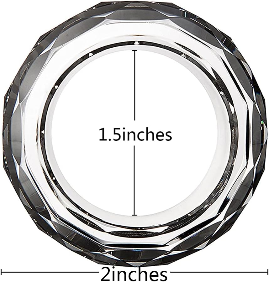 Crystal Napkin Ring Holders - 2 Inch Set of 12, Table Party Wedding Set Christmas Decorations for Dinner
