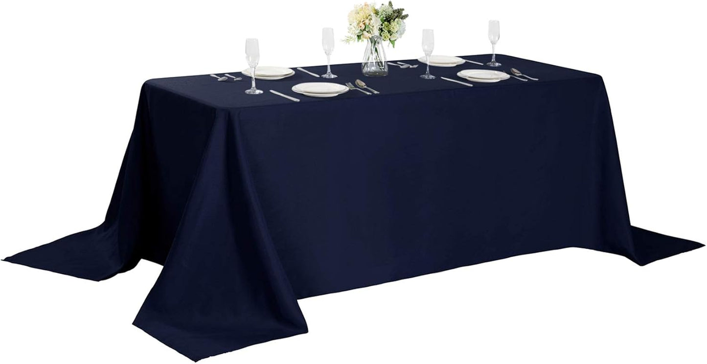 Rectangle Tablecloth 90x132 inch Washable Polyester Fabric Table Cloth for Wedding Party Dining Banquet Decoration（90x132, Navy）