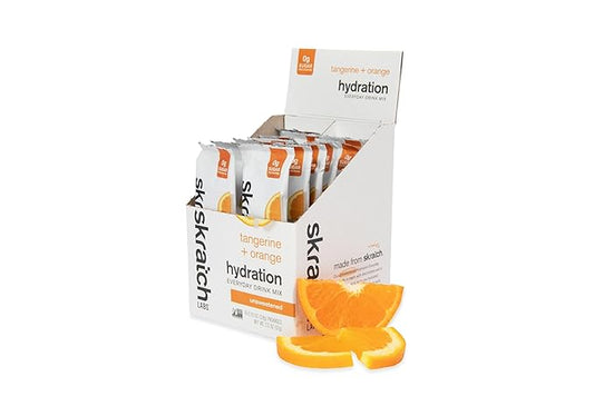 Skratch Labs Unsweetened Electrolyte Powder Packets - Everyday Hydration - Sport Drink Mix - Sugar Free - Electrolytes Booster- Tangerine + Orange - 15 Servings - Keto, Paleo, Vegan, Non-GMO