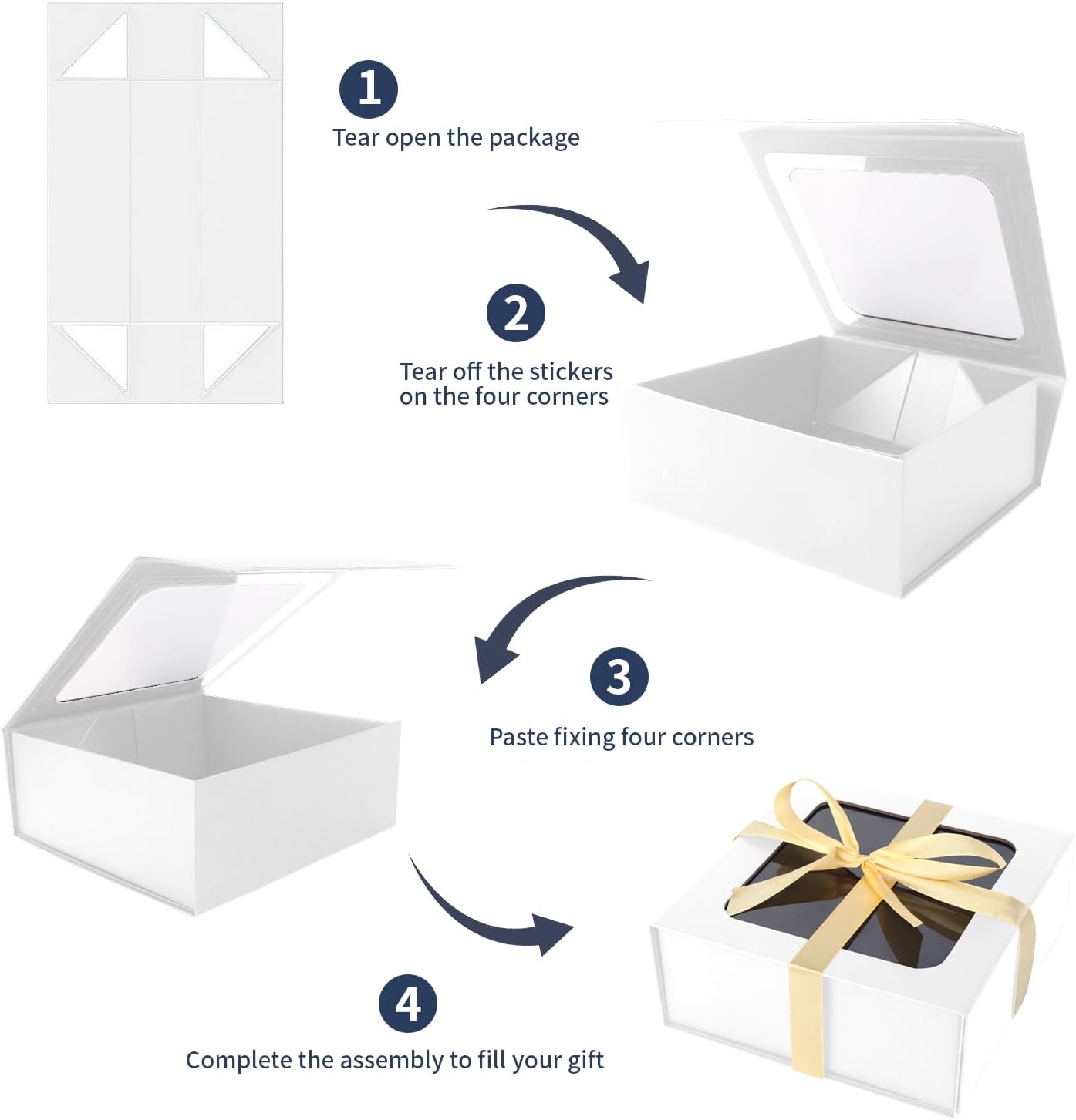 White Gift Boxes with Window,7.5"x7.5"x3.1" Bridesmaid Boxe for Gift Giving,Birthday Gift Box with Magnetic,Closure Lid Gift Boxes for Presents,Cute Boxe,Luxury for Gift Packaging,Gift Box for Wrapping Gifts