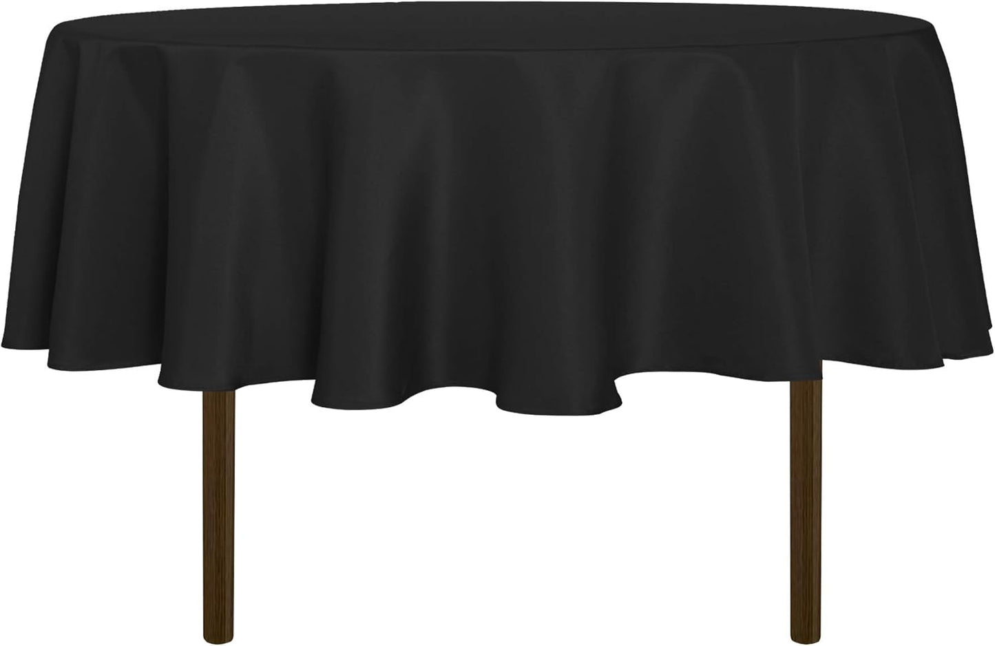 sancua Round Tablecloth - 80 Inch - Water Resistant Spill Proof Washable Polyester Table Cloth Decorative Fabric Table Cover for Dining Tables, Buffet Parties and Camping, Black