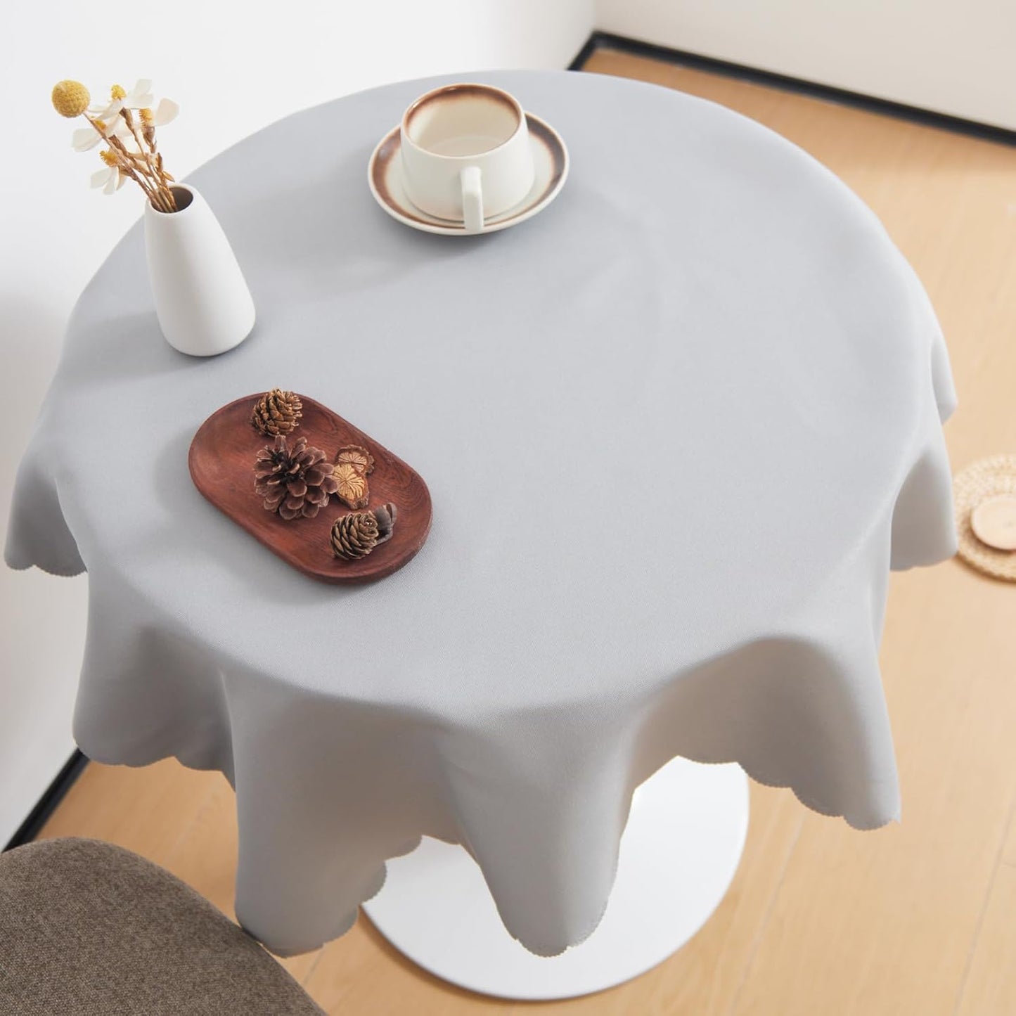 Small Square Grey Tablecloth 36 x 36 Inch Polyester Fabric Washable Table Cover Decorative Wrinkle Resistant Solid Color Table Cloth for Dining Party Wedding Camping