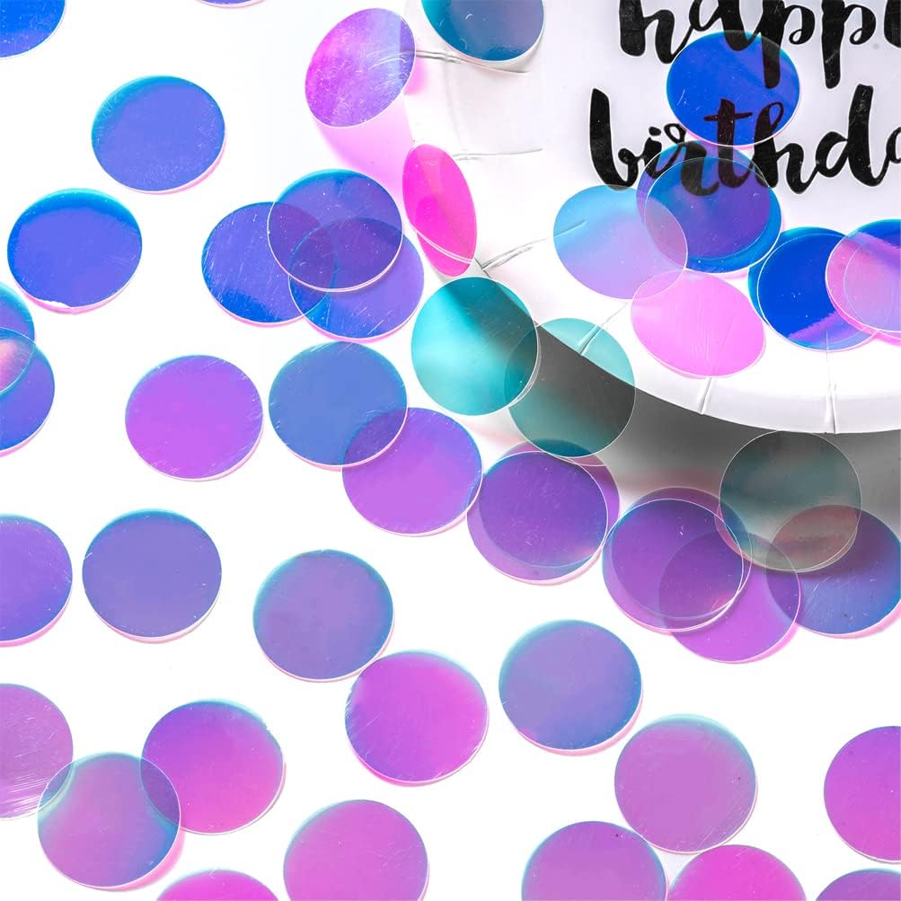 Iridescent Confetti Holographic Table Decoration for Baby Shower Birthday Party,1.2 inch in Diameter,200 Counts