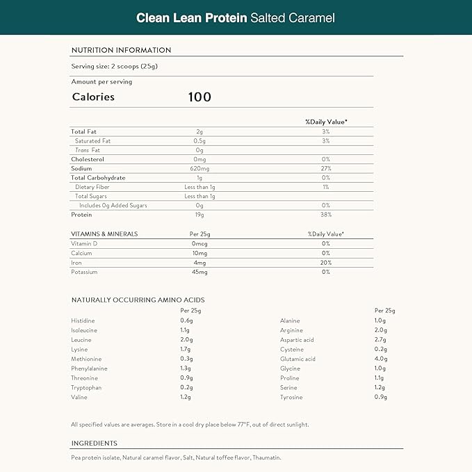 Nuzest - Pea Protein Powder - Clean Lean Protein, Premium Vegan Plant Based Protein Powder, Dairy Free, Gluten Free, GMO Free, Naturally Sweetened Protein Shake, Salted Caramel, 1 Serving, 0.9 oz