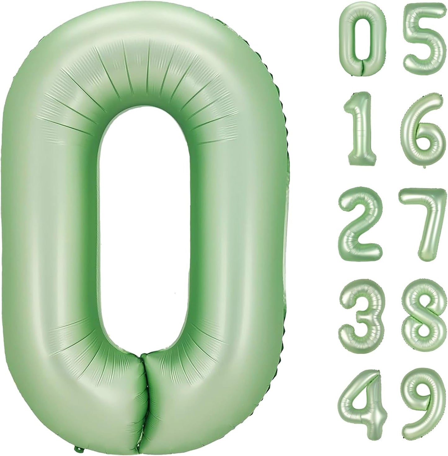 Sage Green Helium Number Balloon 40 Inch, Giant Foil Oliver Green Number 0 Birthday Balloons, Large Numbers 10 20 30 40 50 60 70 80 90 100 2026, Party Celebration Supplies Decorations