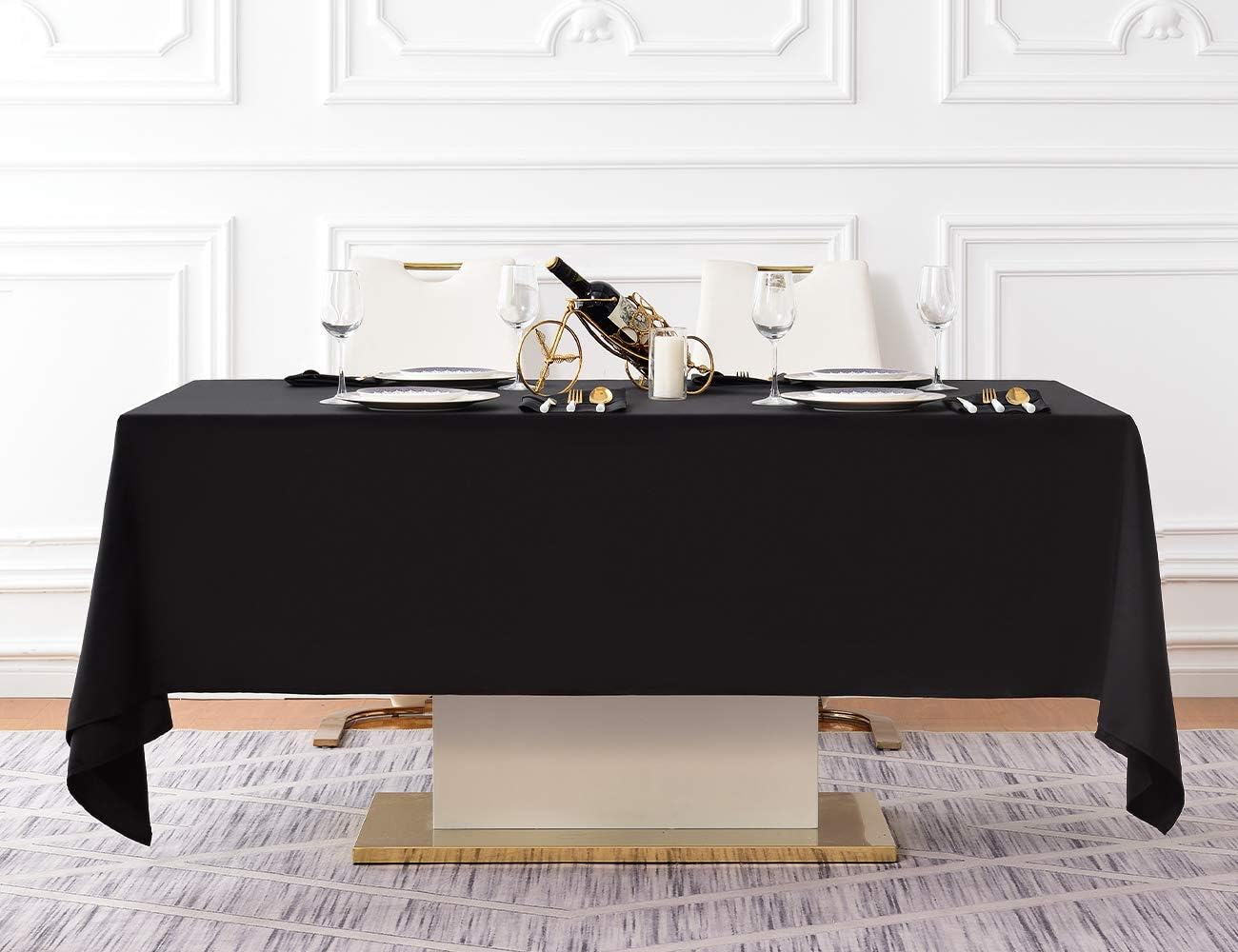 Surmente 10 Pack Black Tablecloth 60 x 102-inch Rectangular Polyester Table Cloth for Weddings, Banquets, or Restaurants