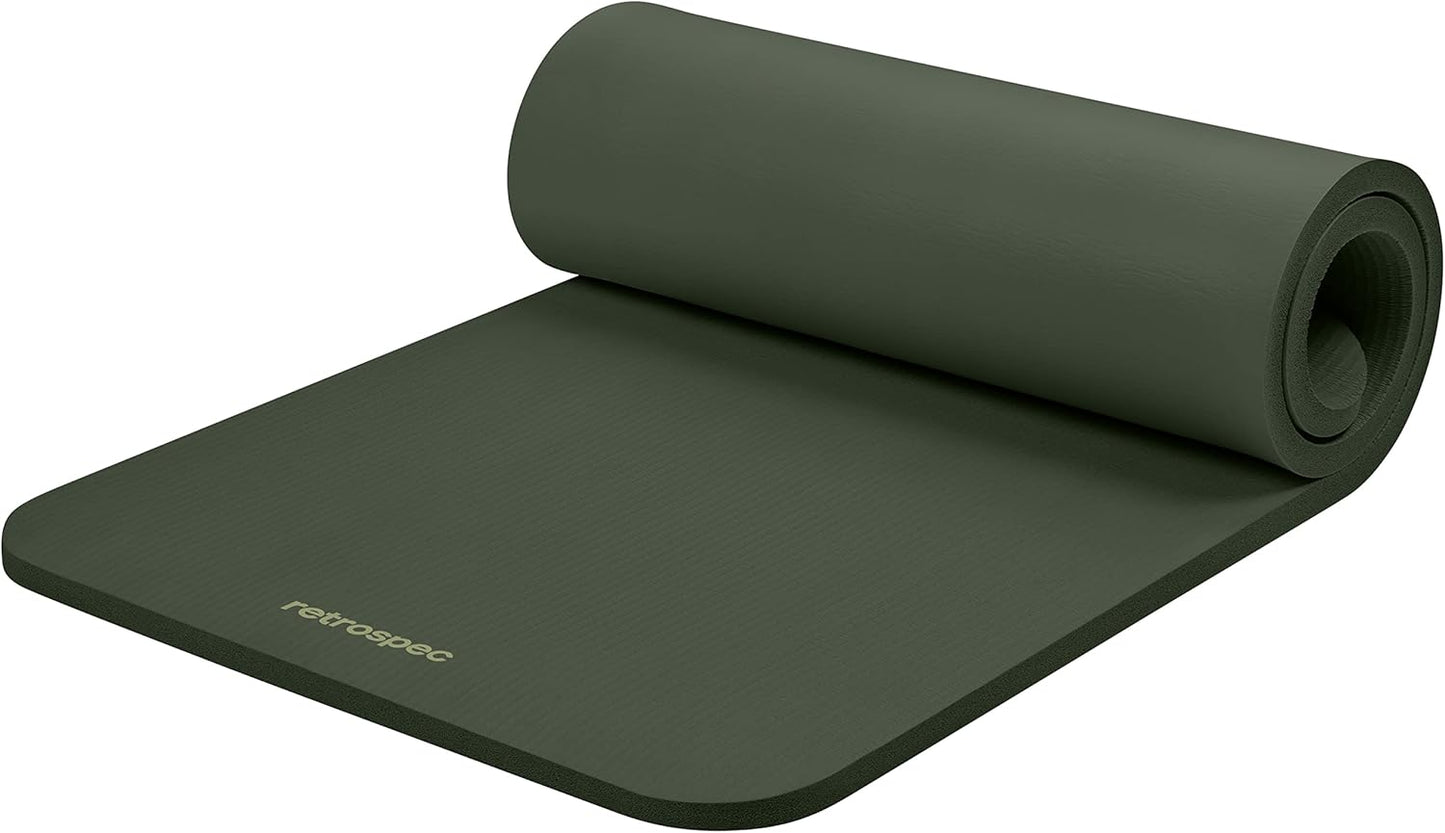 Retrospec Solana Yoga Mat 1" Thick With Nylon Strap For Men & Women - Non Slip Exercise Mat For Home Yoga, Pilates, Stretching, Floor & Fitness Workouts