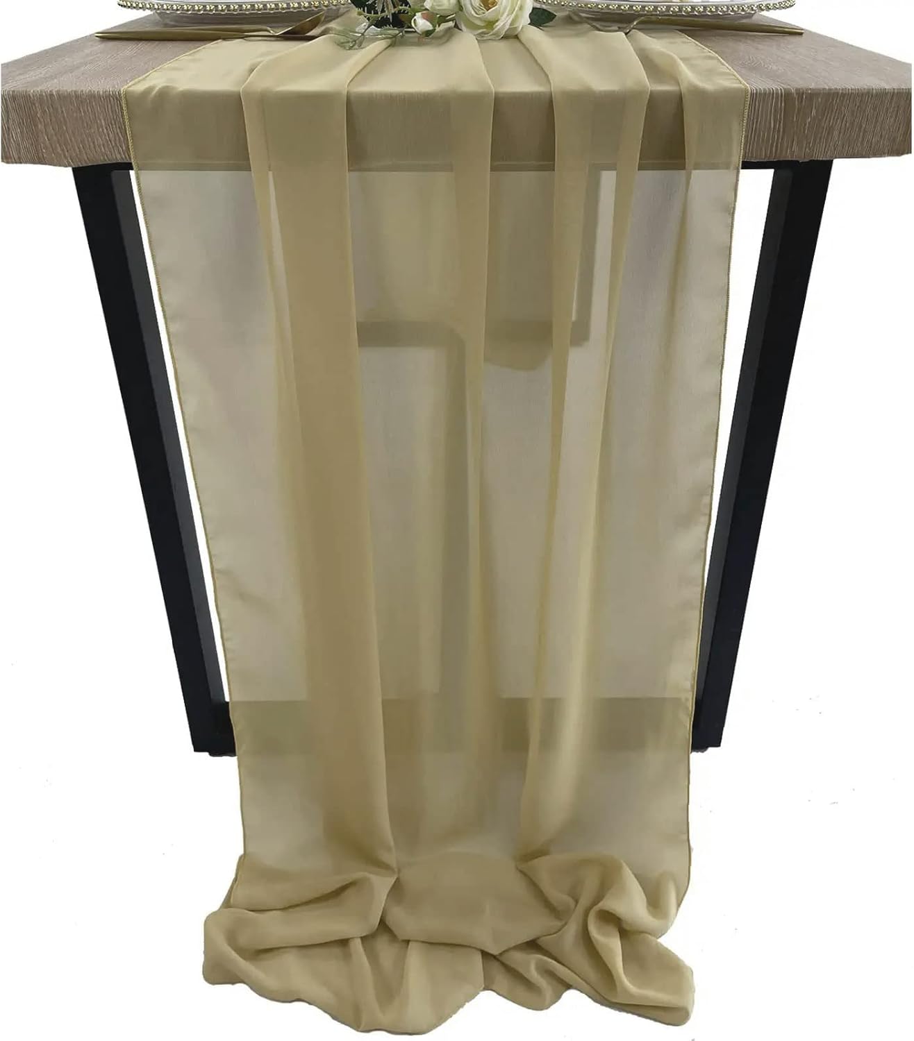 EHLDekol 10 Packs Chiffon Table Runners 27 x 120 inches Romantic Sheer Wedding Table Runner Top Table Bridal Party Decoration