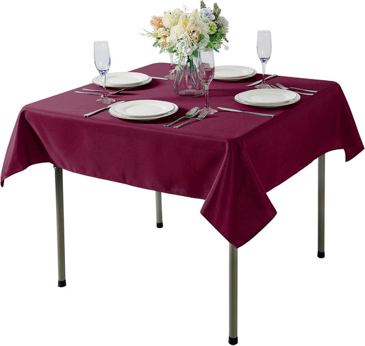 Cupuamon Square Tablecloth 70x70 inch Washable Polyester Fabric Table Cloth for Wedding Party Dining Banquet Decoration（70x70,Burgundy）
