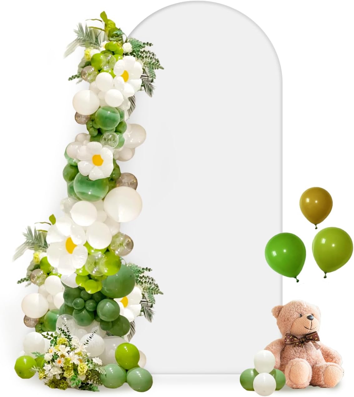 Hemmotop White Arch Backdrop Cover (No Arch Backdrop Stand), 6 ft Spandex Stretchy 2-Sided Arch Stand Covers, Ideal for Wedding, Baby Shower, Ceremony Party Decoration, Ballloon Arches