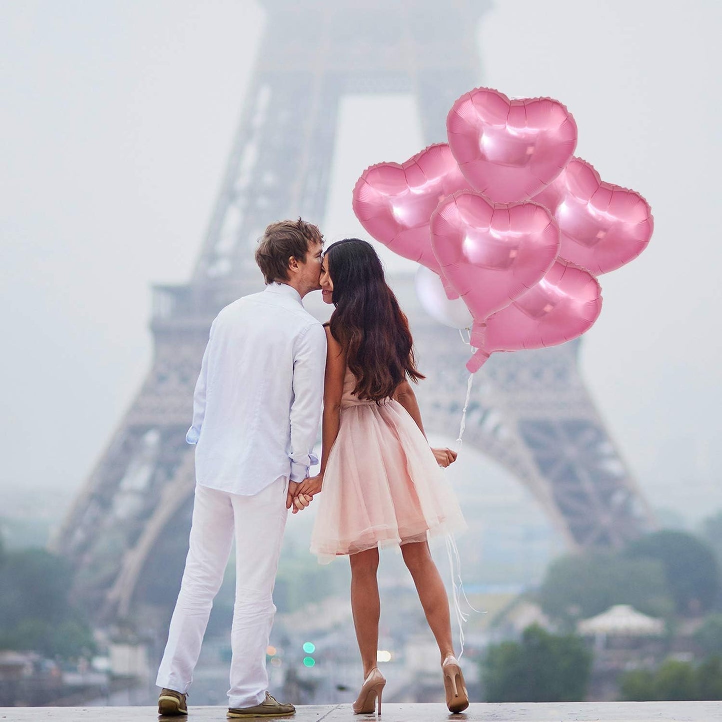 50 Pcs 10 inch Heart Shape Foil Mylar Balloons for Birthday Party Decorations, Wedding Decorations, Engagement Party, Valentine's Day, Celebration, Holiday, Show, Party Activities (Pink)