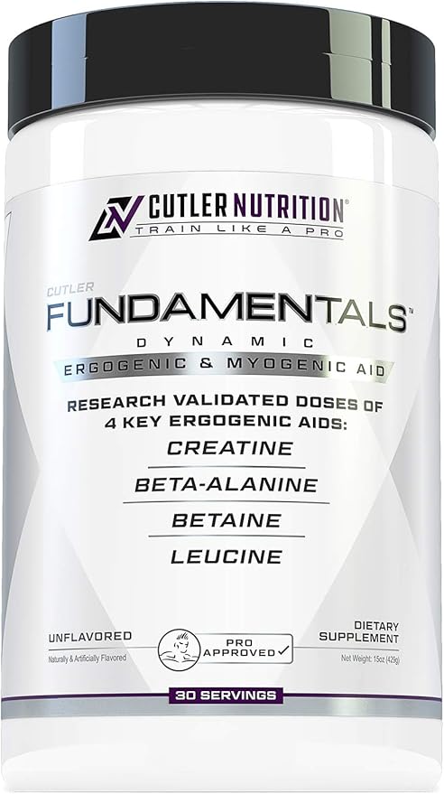 Fundamentals Intra or Post Workout Recovery Drink: 4 Key Ergogenic Aids for Maximum Performance and Muscle Growth: Creatine, Beta-Alanine, Betaine, and Leucine, 30 Servings, Unflavored