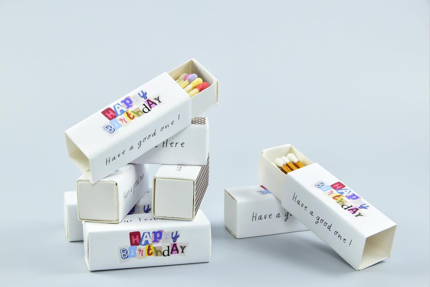 Customizable Birthday Matchboxes – Set of 10 – Fun Birthday Design – Colorful Matchsticks – Perfect for Birthday Favors (2" Matchsticks, Birthday #1)