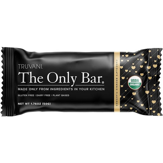 Truvani Plant Based Snack Bars | Chocolate Brownie 1 Pack | 7g Protein | USDA Organic and Vegan | The Only Bar | Dairy, Soy, and Gluten Free | Individually Wrapped
