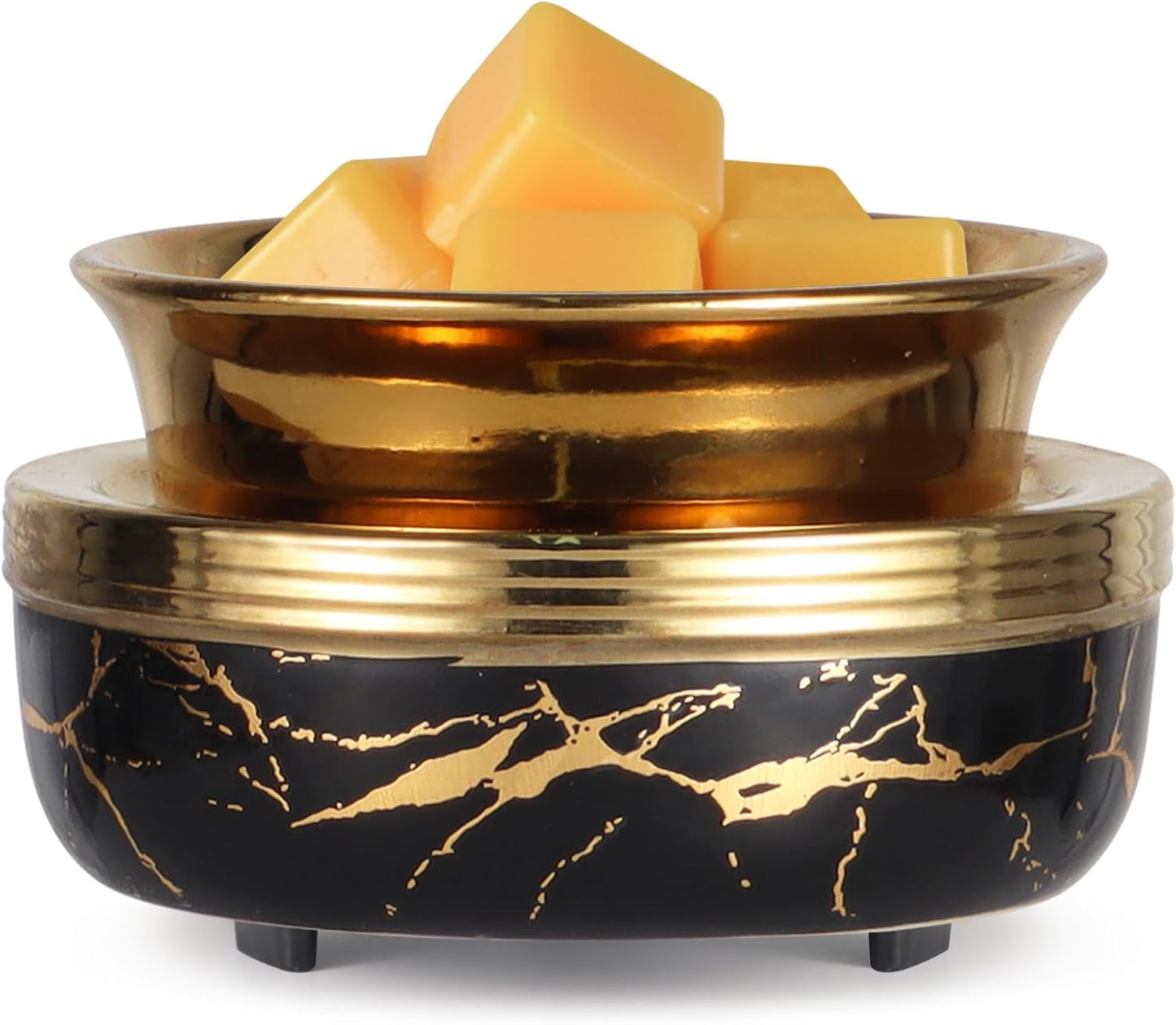 mocosa Ceramic Wax Melt Warmer Candle Warmer 3-in-1 Wax Warmer for Scented Wax Burner Electric Melter as Gifts for Mom Grandma Women（Black Gold）
