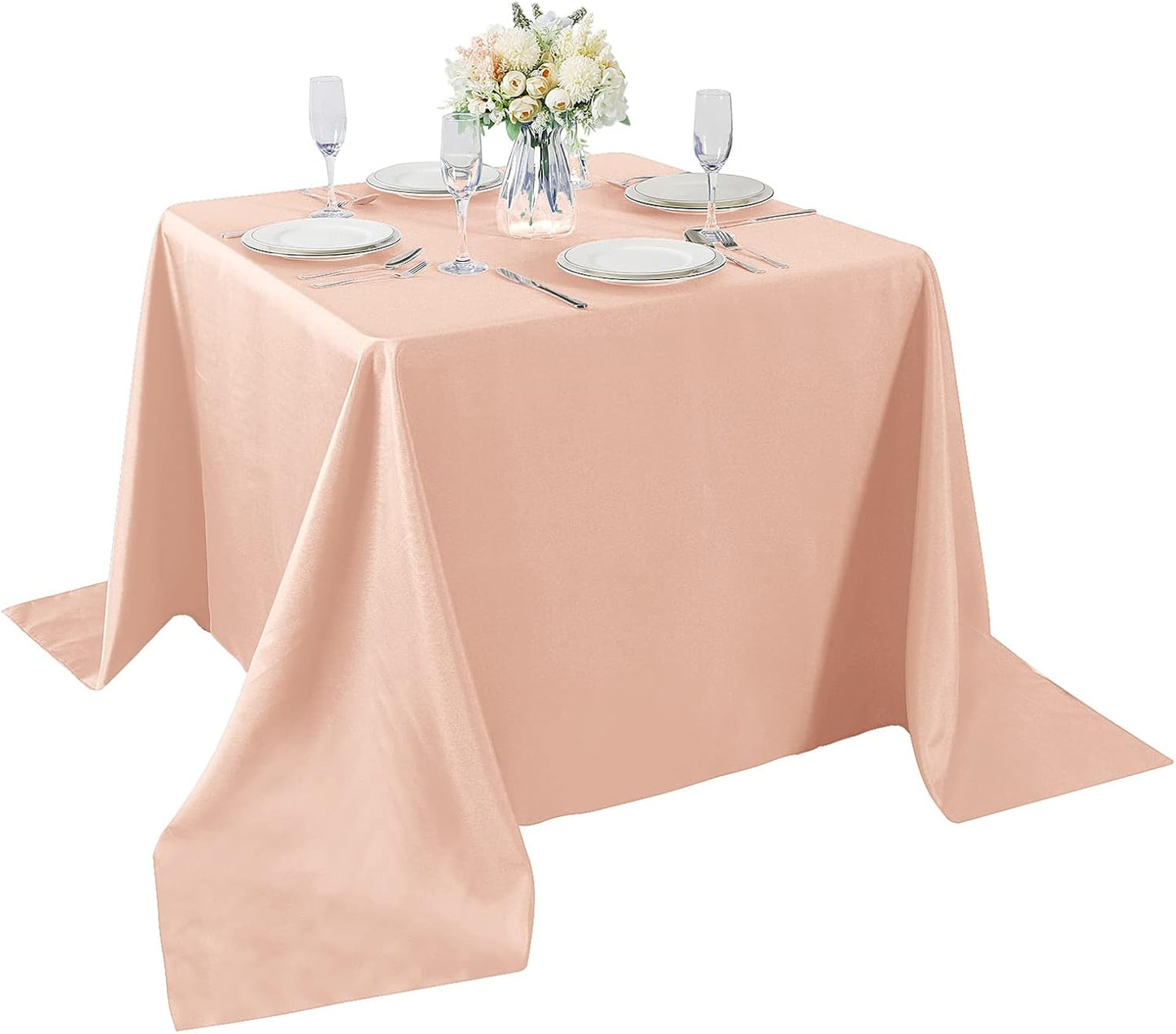 Cupuamon Square Tablecloth 90x90 inch Washable Polyester Fabric Table Cloth for Wedding Party Dining Banquet Decoration（90x90,Dusty Pink）