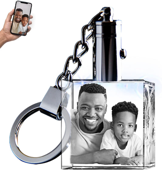 3D innovation Personalized Crystal Keychain Photo with LED Light Custom Laser Etched Key Chain, Valentines Gifts Keepsake