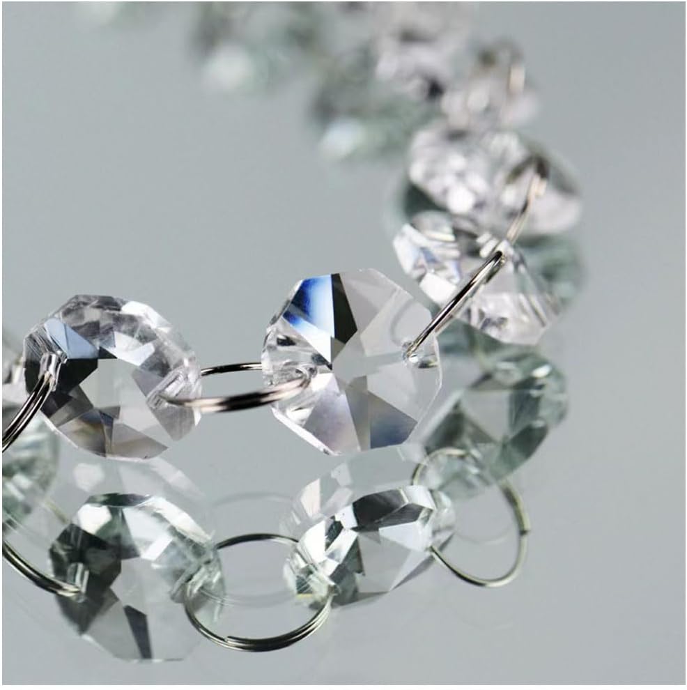 16FT Clear Crystal Glass Garland Strands,Hanging Chandelier Bead Chain,Hanging Ornament String Decorations for Centerpiece,Christmas Tree,Wedding, Party,Celebration