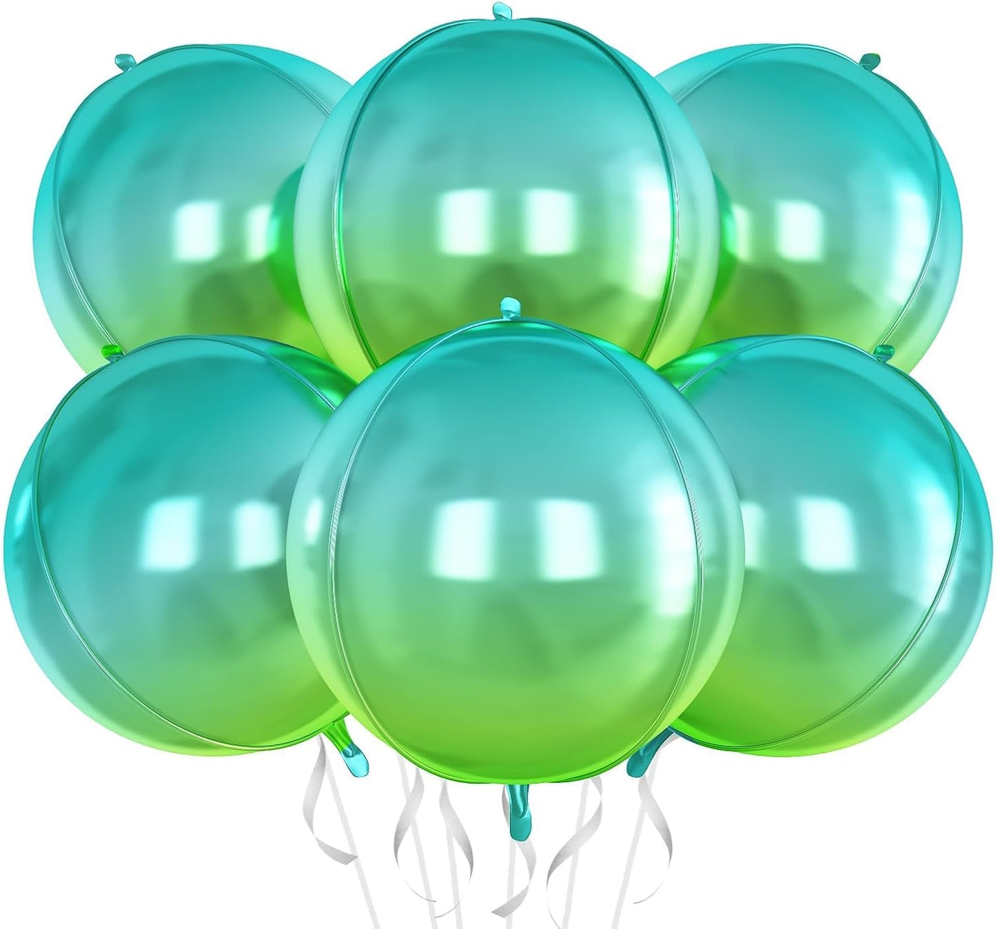 6Pcs Gradient Blue Round Foil Balloons,Giant 4D Round Ball Balloon,22 Inch Blue Balloons for Birthday Wedding Graduation Prom Party Decorations