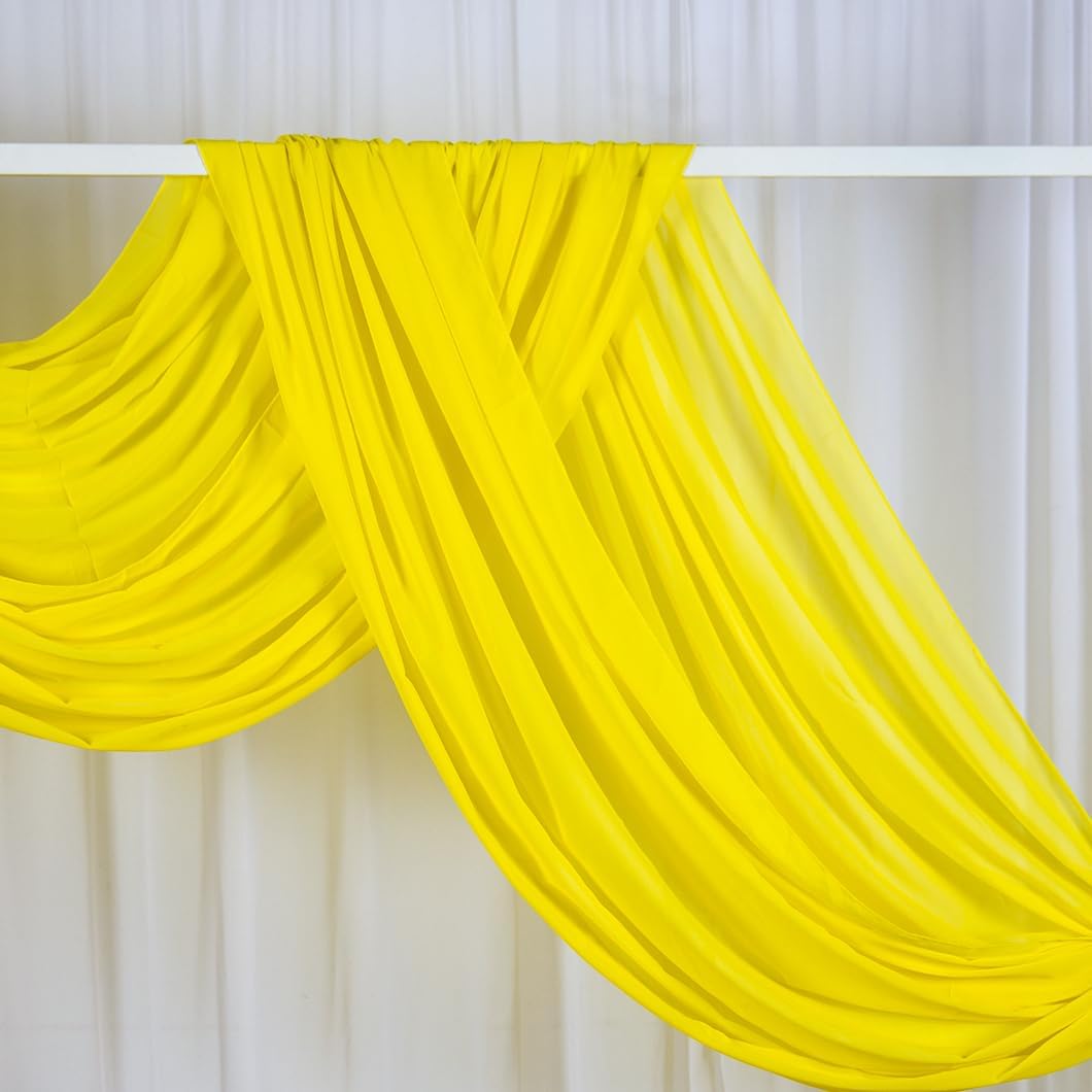 Wedding Arch Draping Fabric Yellow 20Ft 2 Panles Chiffon Drapes for Arch Wedding Ceremony Reception Swag Decorations Wedding Arch Reception Ceiling Fabric