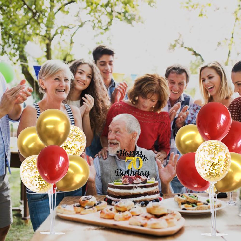 TONIFUL Red and Gold Balloon Stand Kit with Balloons for 2025 Graduation,Christmas,Wedding,Anniversary,Chinese New Year,Birthday Party Decorations,New Years 2025 (4 Set)