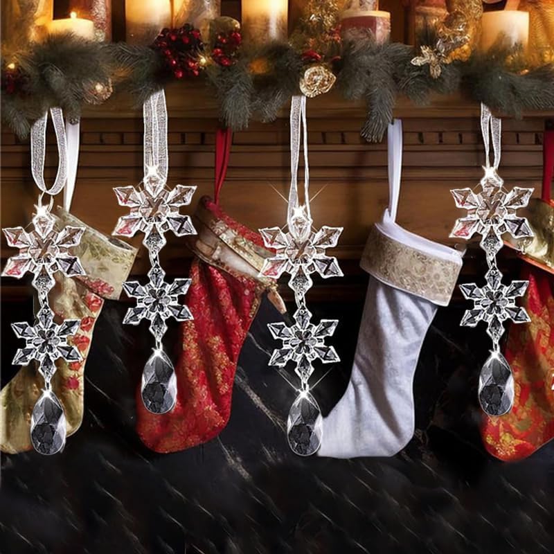 HappyFiller Sensory Bin Filler Gems 114 PCS Clear Mini Acrylic Snowflake No Holes Crystal Centerpieces for Vase Fillers,Home Decorations,Winter Table Scatters,Crafts,10 OZ