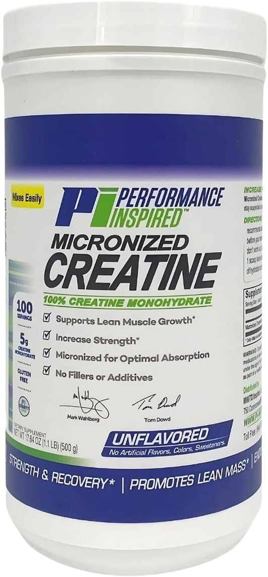 Performance Inspired Nutrition Micronized Creatine Monohydrate – 100% Pure, Unflavored, No Fillers – Supports Muscle Growth & Recovery – 1.1 lb