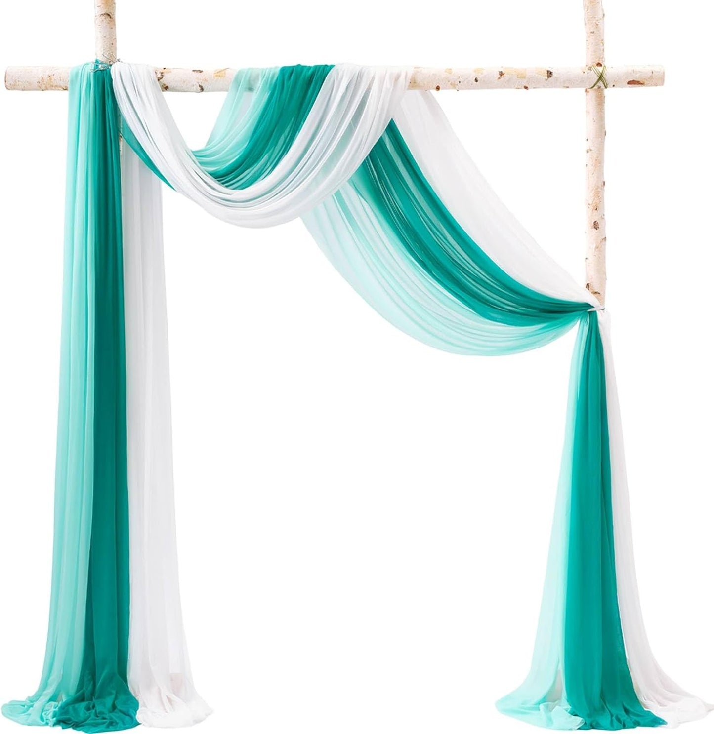 TINGE TIME 3 Panels Wedding Arch Draping Fabric, 30" x 20ft Dark Teal Chiffon Fabric Drapery Sheer Backdrop Curtain for Weddings Ceremony Party Decoration, Wedding Arch Drapes for Weddings Ceremony