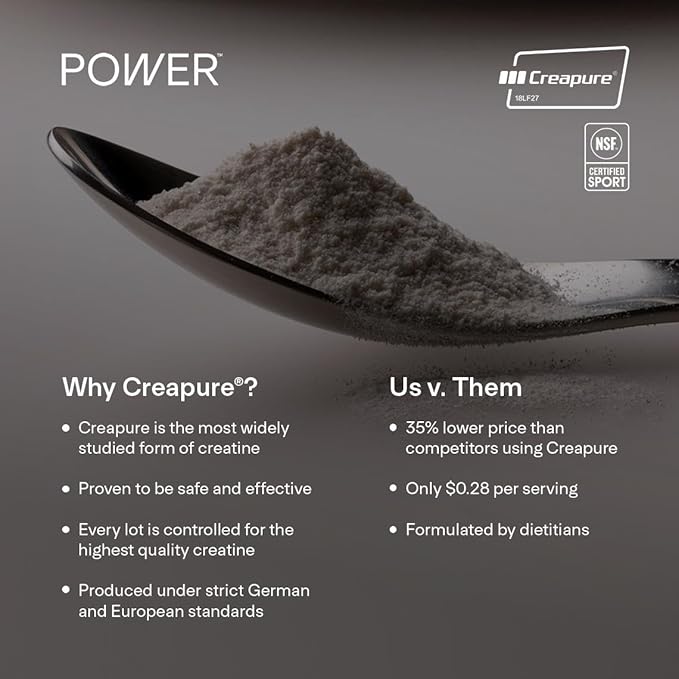 LTH Power Creatine Monohydrate - Trusted by Life Time Fitness Members - Creapure Creatine Supplement for Muscle, Energy & Brain Support - NSF Certified for Sport - Gluten-Free - 16 oz (90 Servings)