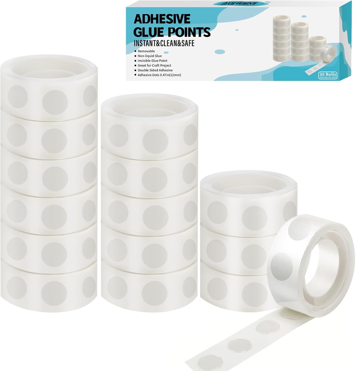 3000pcs Glue Point Clear Balloon Glue Removable Adhesive Dots Double Sided Dots of Glue Tape for Balloons Craft Glue Points Dots Sticky Dots or Wedding Decoration