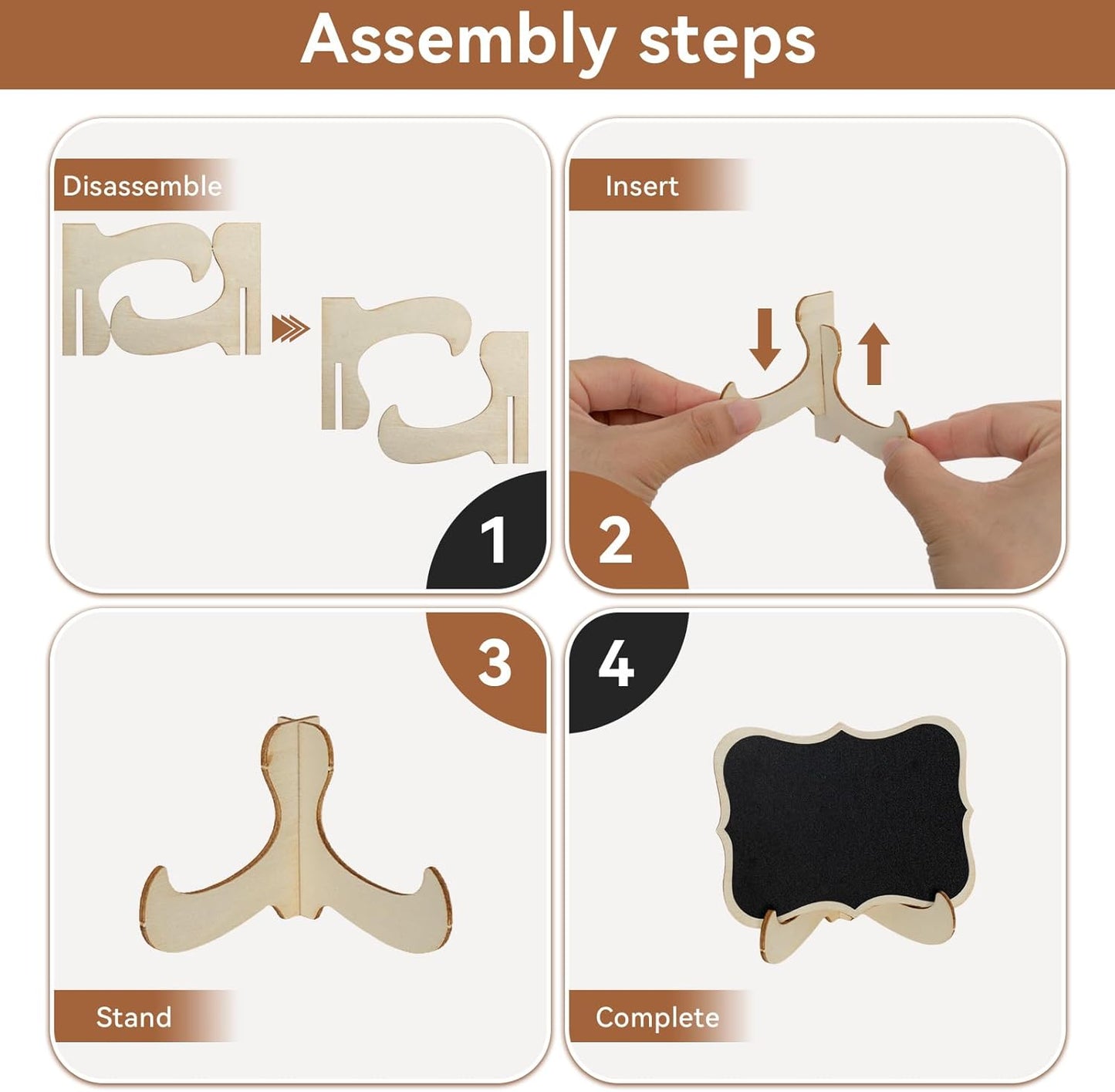 Mini Chalkboard Signs with Stands – Wooden Food Labels for Party, Buffet & Wedding – Includes 2 Chalk Markers – Mini Chalkboards for DIY Crafts & Food Display