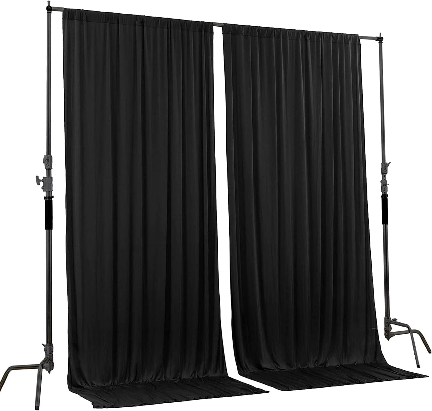 AK TRADING CO. 10 feet Wide x 12 feet Long Polyester Backdrop Drapes Curtains Panels with Rod Pockets - Wedding Ceremony Party Home Window Decorations - (Black)