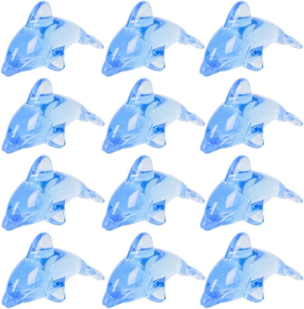 ArtCreativity Acrylic Dolphin Cake & Cupcake Toppers, Set of 24, Mini 2 Inch Dolphin Figurines, Decorations for Sea, Nautical, Mermaid, & Baby Shower Parties, Fun Party Favors, Goodie Bag Fillers