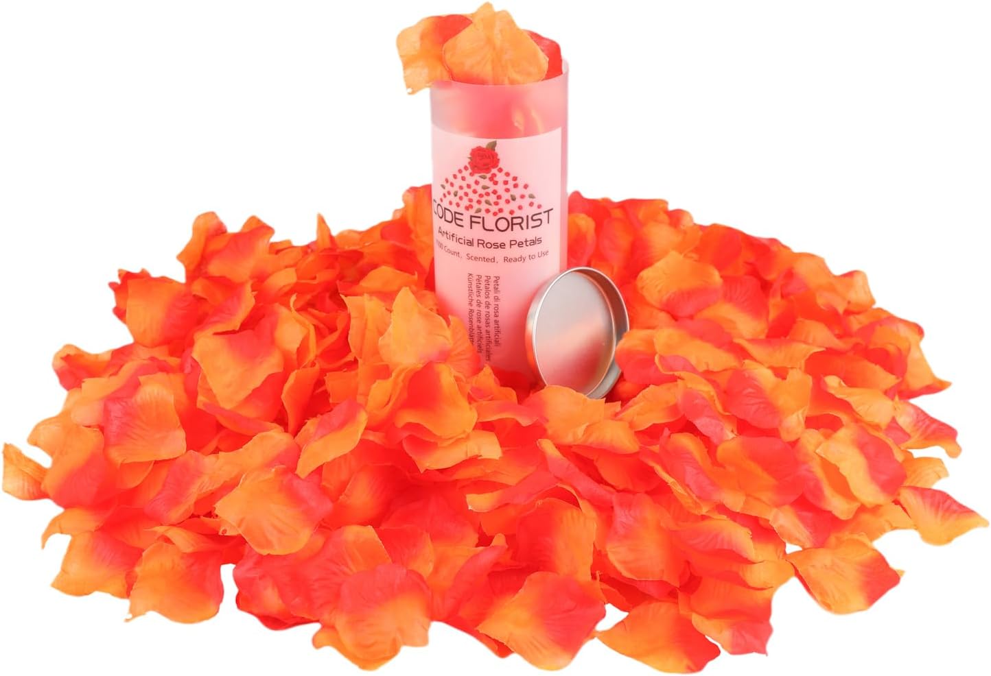 CODE FLORIST 1500 PCS Sunset Red Silk Flower Rose Petals for Fall Wedding Decorations (Separated,Scented)