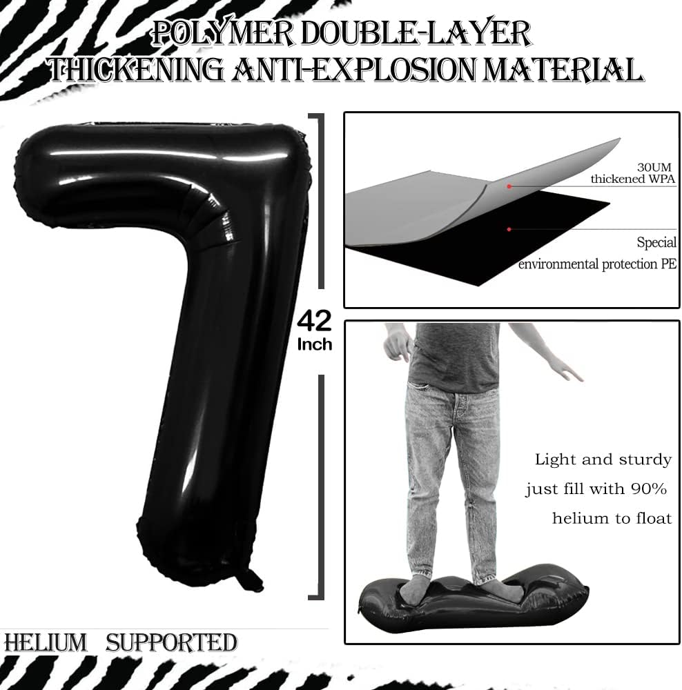 GOER Number 27 Balloons for 27th Birthday Party Decorations,42 Inch Jumbo Foil Helium 72 Balloons for 72nd Birthday Party Decoration (Black)