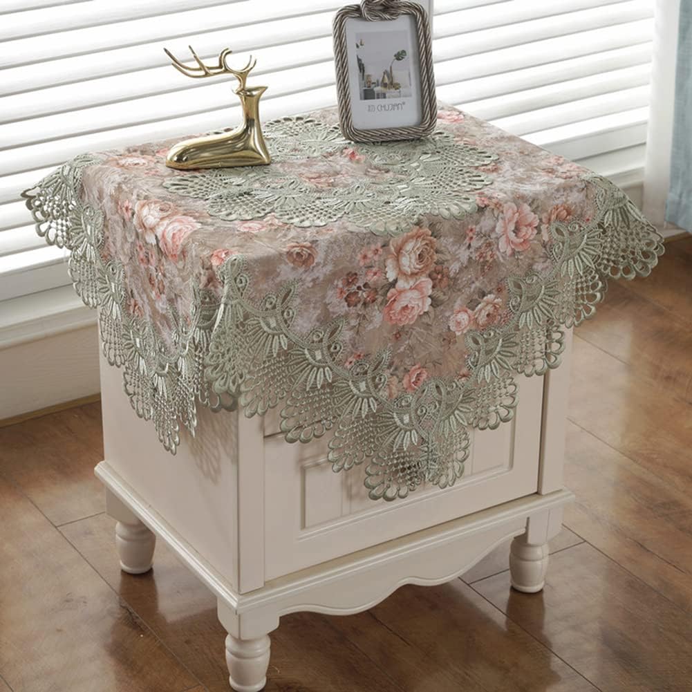 vctops Damask Lace Patchwork Tablecloth Luxury Square Small Table Cover Elegant Floral Embroidered Lace Table Cloth for Party Kitchen Dinning Picnic Decoration (Type E,32"x32")
