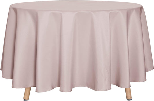 sancua Round Tablecloth - 90 Inch - Water Resistant Spill Proof Washable Polyester Table Cloth Decorative Fabric Table Cover for Dining Tables, Buffet Parties and Camping, Blush