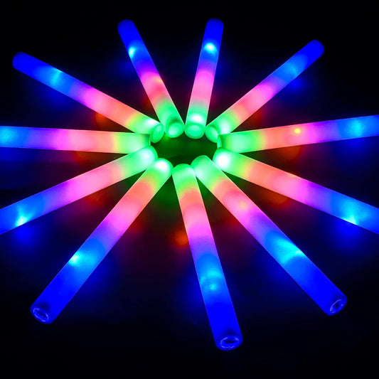 Foam Glow Sticks-200 Pcs Glow in The Dark Party Supplies Light Up Batons Party Favors with 3 Modes Colorful Flashing for Party Wedding Birthday Concert Halloween Christmas