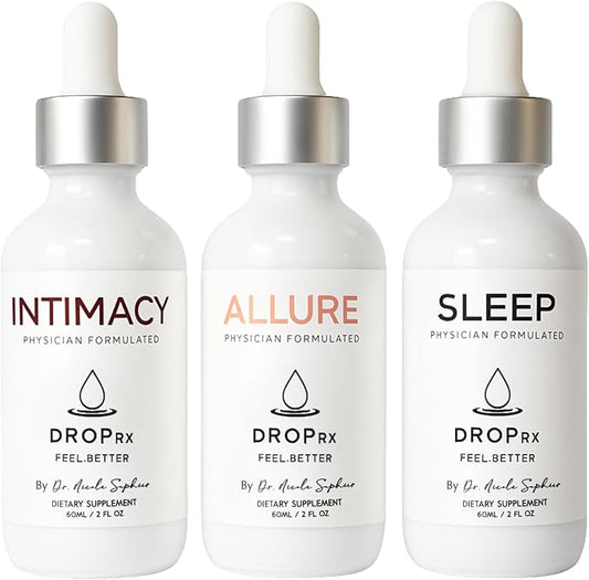 DropRx Women's Wellness Bundle – Support Sleep, Intimacy Support, Hair Skin Nails – Organic, Non-GMO, Vegan, Gluten-Free