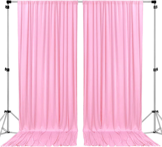 AK TRADING CO. 10 feet x 8 feet IFR Polyester Backdrop Drapes Curtains Panels with Rod Pockets - Wedding Ceremony Party Home Window Decorations - Pink