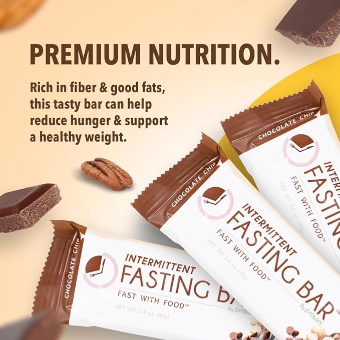 Prolon Fasting Bars | 5g Protein, 7g Fiber | Keto-Friendly, Gluten-Free, Dairy-Free, Plant-Based | Nutrition for Intermittent Fasting | Formulated to Not Break Your Fast | Chocolate Chip (12 Count)