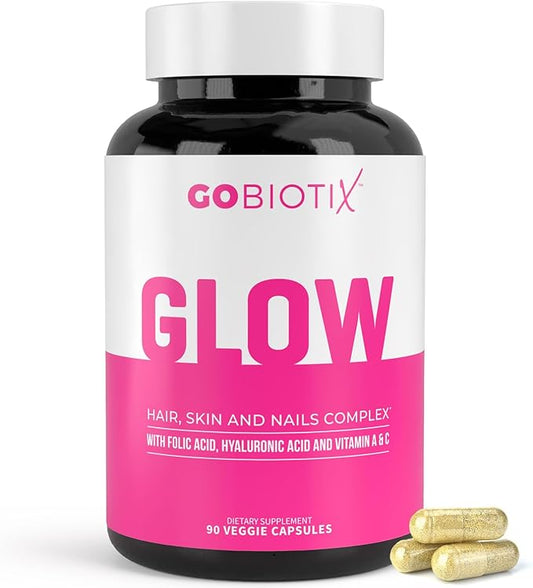 GOBIOTIX Hair Skin and Nails Vitamin Supplement - 10000mcg Biotin Pills with Hyaluronic Acid, Folate, Iron, Magnesium, and Zinc - Collagen Production, Hair Growth - 30 Servings