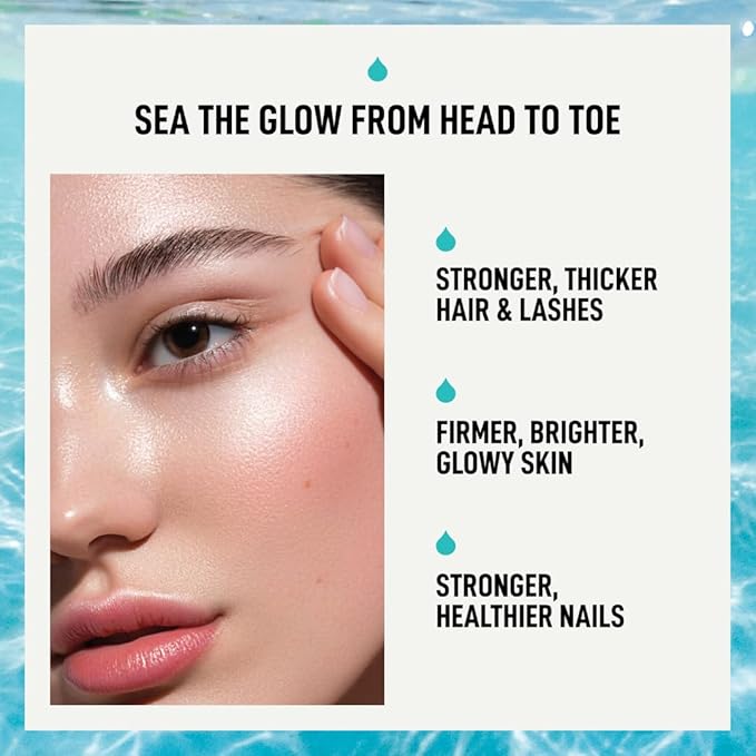 Bioavailable Liquid Marine Collagen Peptides Drink- Hyaluronic Acid & VIT C - Reduces Wrinkles - Thick Hair, Lashes, Brows, Nails - No Gluten, Dairy, Nut, Soy - Unflavored Sweet, 16.9 oz