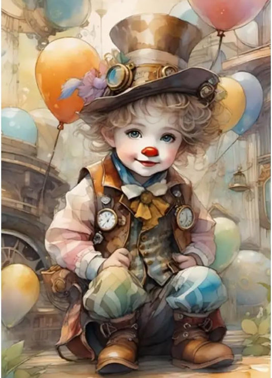 PFFNGPEN Diamond Painting Kits for Adults, 5D DIY Clown Diamond Art Kits for Beginners, Full Drill Round Diamond Art for Home Wall Decor, 12x16 inch