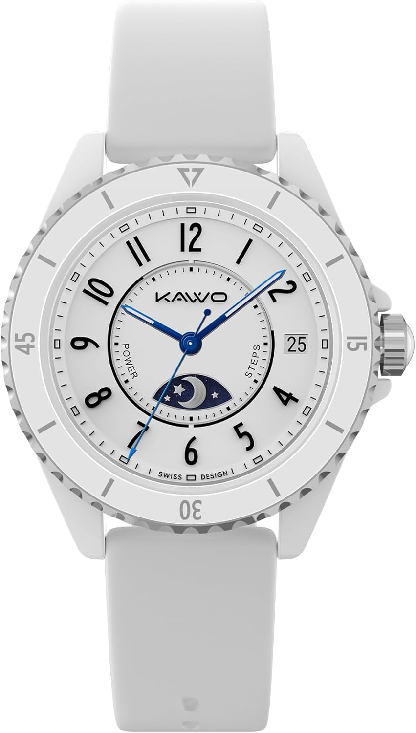 KAVVO Oyster Mini 38mm Bluetooth Smartwatch for Women, 1.1'' Delicate AMOLED Always-On Display, Rotating Bezel, Fitness Tracker with Female Health, Heart Rate Blood Oxygen Monitor(Ceramic White)