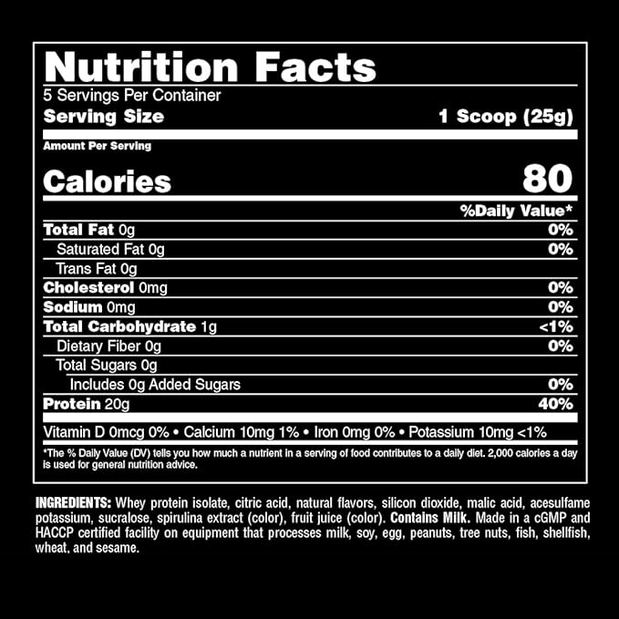 Clear Whey Isolate Protein Powder - Easy to Digest and Mix, 5g BCAA, Deliciously Juicy, Refreshing Anytime Drink for Men and Women, Blueberry Acai 125g (5 Servings)