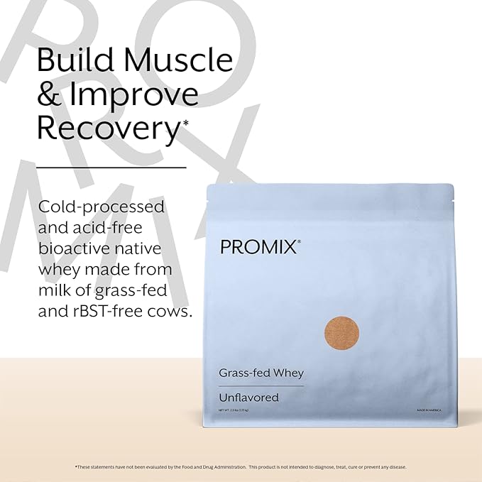 ProMix Nutrition Whey Protein Powder, Unflavored - Grass-Fed - ­Post Workout Fitness & Nutrition Shakes, Smoothies, Baking & Cooking Recipes - Gluten-Free & Keto-Friendly - 2.5 Pound (Pack of 1)