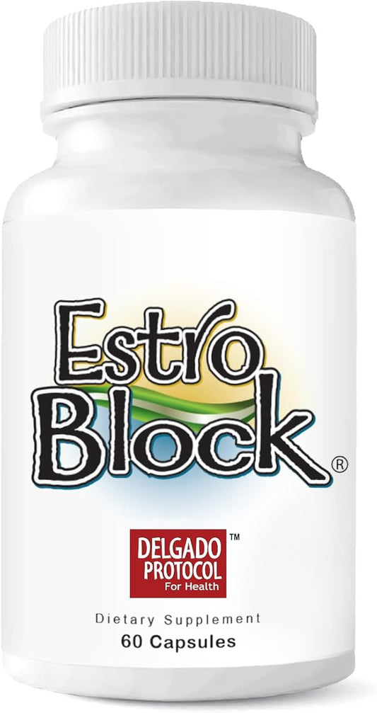 EstroBlock Estrogen Balance Supplement - Maintain Clear Skin, Body Defenses for Women & Men - Delgado Protocol - Original Formula w/No Crystalline DIM Against Dysfunction - 60 Capsules