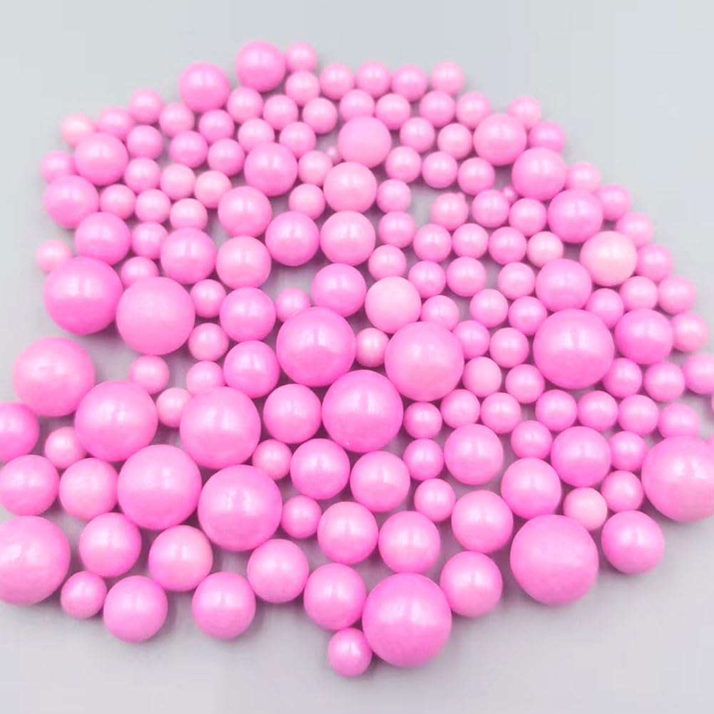 Edible Pearl Sugar Sprinkles Pink Candy Mixing Size Baking Edible Cake Decorations Cupcake Toppers Cookie Decorating Celebrations Wedding Valentines Easter Halloween Christmas Supplies 120g/ 4.23oz